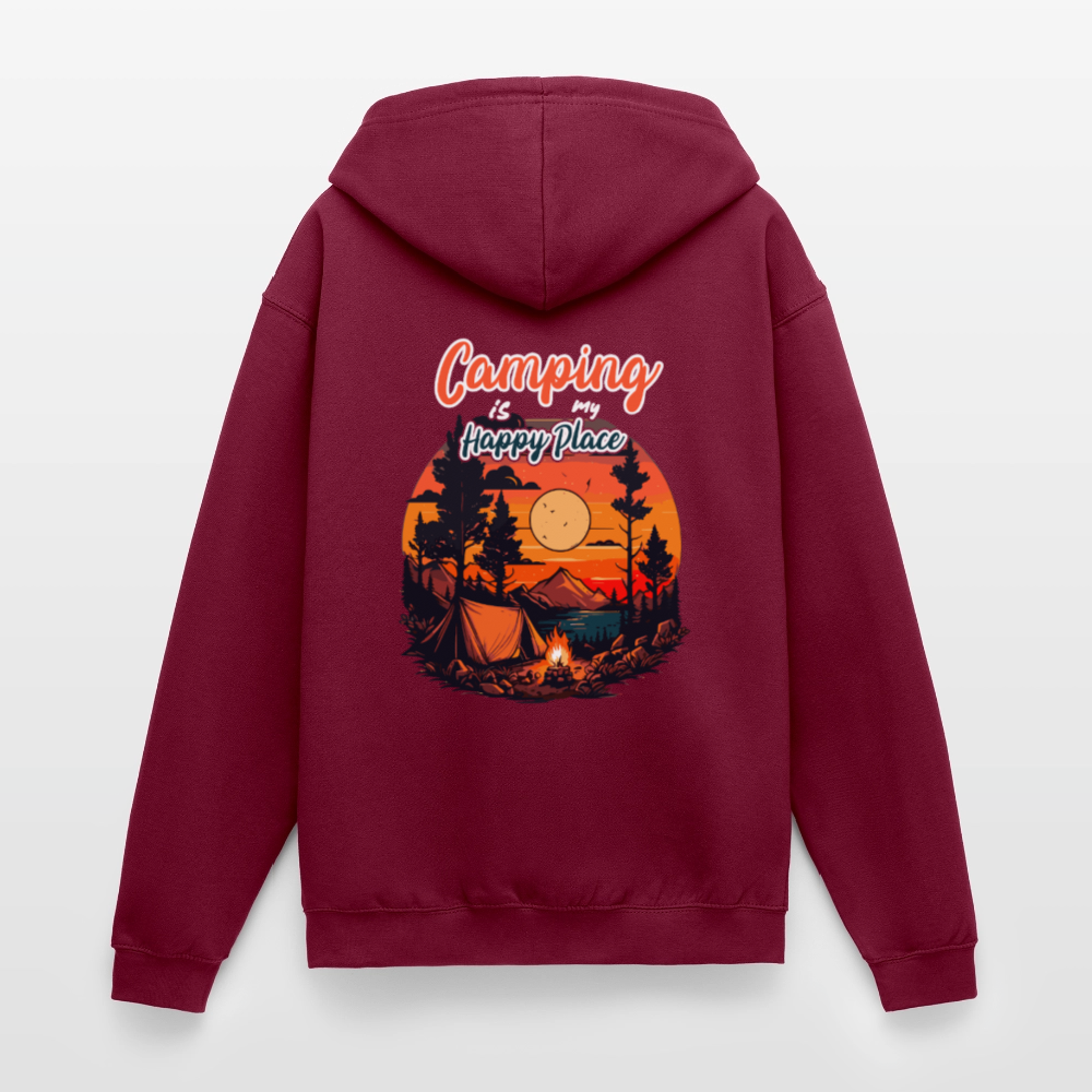 CAMPING IS MY HAPPY PLACE | Unisex Kapuzenjacke - Bordeaux