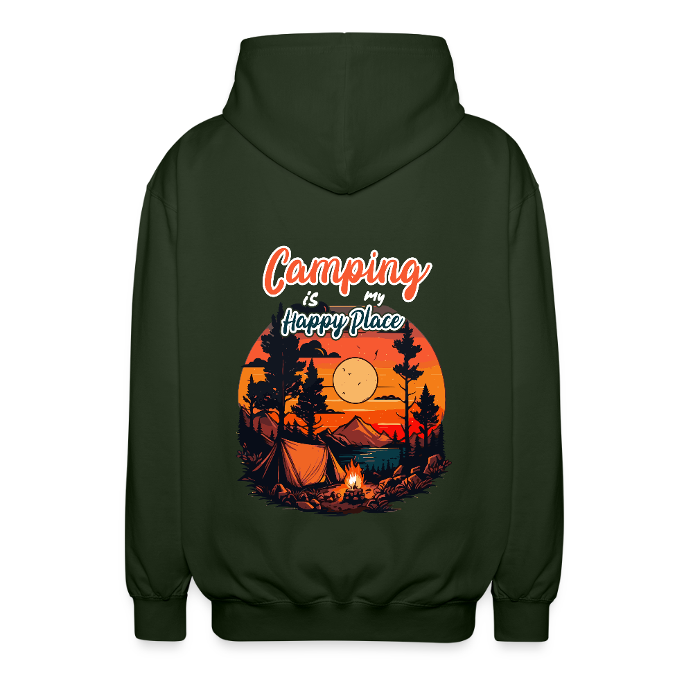 CAMPING IS MY HAPPY PLACE | Unisex Kapuzenjacke - Forstgrün 
