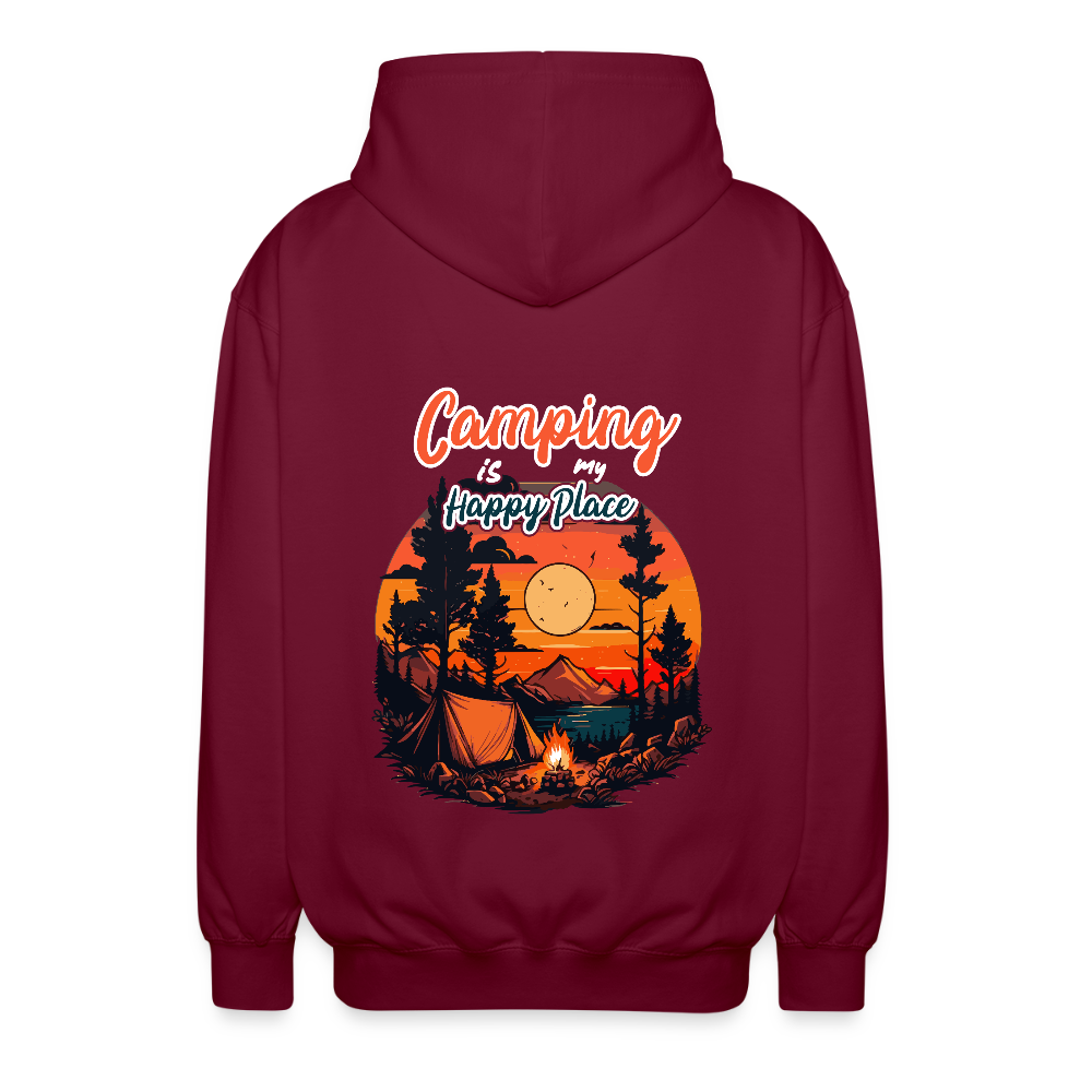CAMPING IS MY HAPPY PLACE | Unisex Kapuzenjacke - Bordeaux