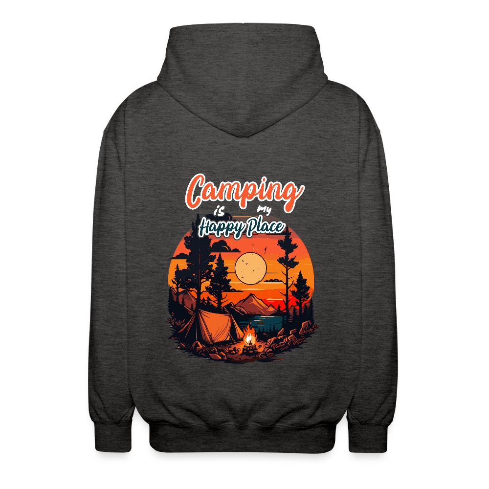 CAMPING IS MY HAPPY PLACE | Unisex Kapuzenjacke - Anthrazit